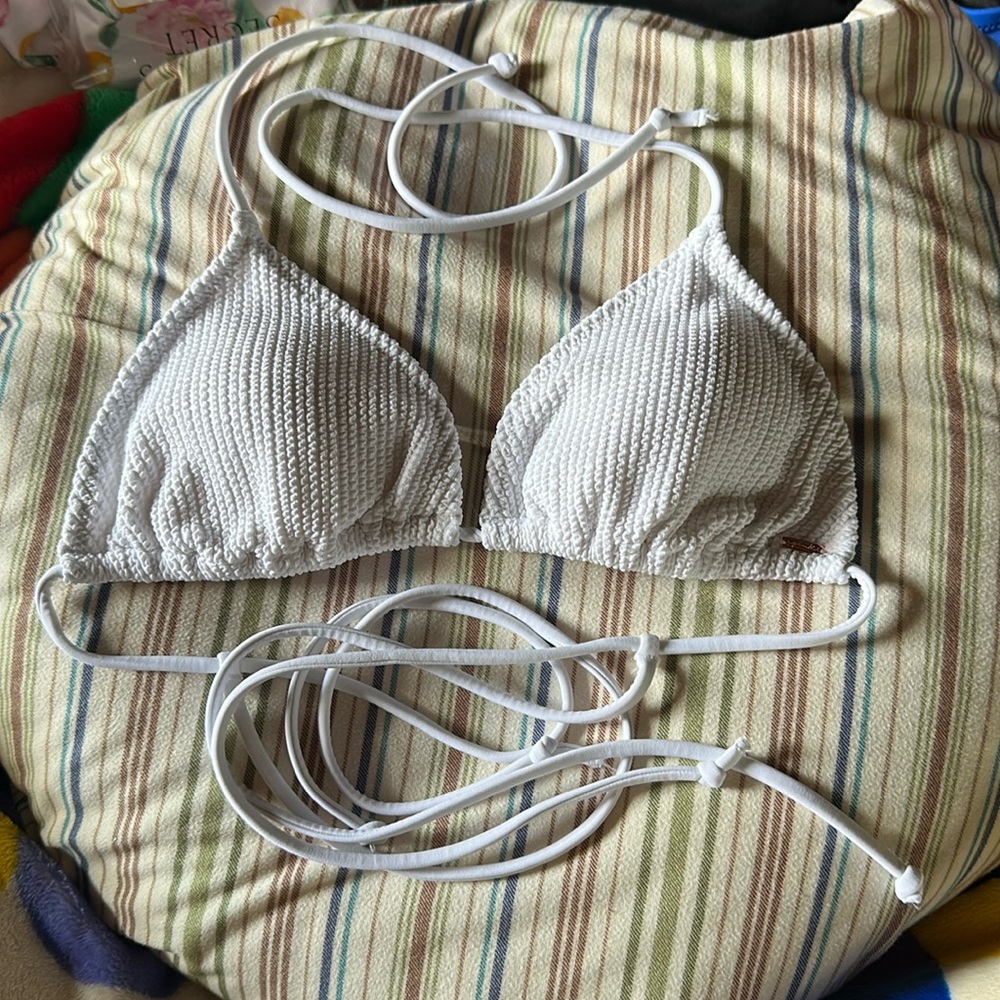 PINK Triangle Crinkle Bikini Top